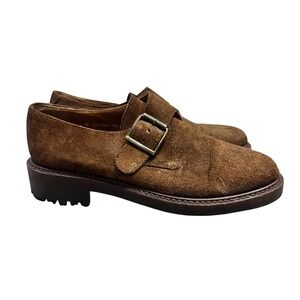 Ralph Lauren Polo Country Suede Monk Strap Shoes Brown‎ Women's 7M